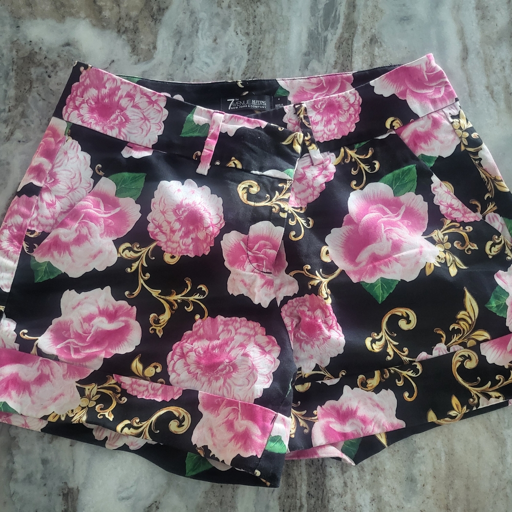 New York & Company Black Floral Shorts